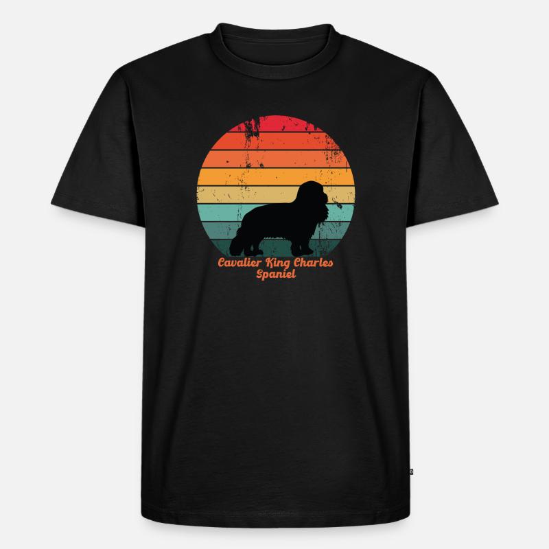 Retro Cavalier King Charles Spaniel - Männer Premium Bio T-Shirt - Schwarz