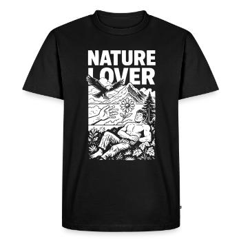 Nature Lover - Comic Style Nature Design - Men's Premium Organic T-Shirt - black - Front - Nico (187cm)