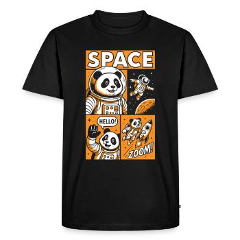 Space Panda in comic book style - Men's Premium Organic T-Shirt - black - Front - Nico (187cm)