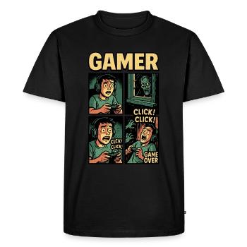 Gamer Horror Comic - Game Over Edition - Men's Premium Organic T-Shirt - black - Front - Nico (187cm)