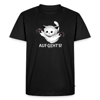Kitty : « Allons-y ! » saute un jeune chat - T-shirt Premium bio Homme - noir - Devant - Nico (187cm)