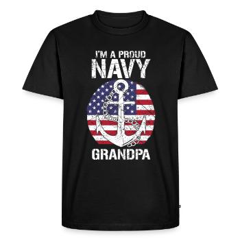 Je suis un fier grand-père de la marine vétéran américain Stolzer Opa - T-shirt Premium bio Homme - noir - Devant - Nico (187cm)