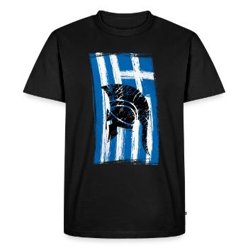 Flag Greece Helmet Sparta - Men's Premium Organic T-Shirt - black - Front - Nico (187cm)
