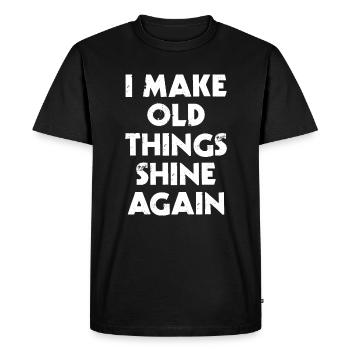 Restorer - I Make Old Things Shine Again - Men's Premium Organic T-Shirt - black - Front - Nico (187cm)