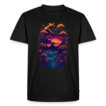 Fantastique illustration de paysage - T-shirt Premium bio Homme - noir - Devant - Nico (187cm)