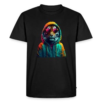 Tigre avec des lunettes de soleil Coloré Cool Tiger Forest Animal - T-shirt Premium bio Homme - noir - Devant - Nico (187cm)