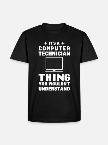 Lustiger Computerfreak Computertechniker - Männer Premium Bio T-Shirt - Schwarz