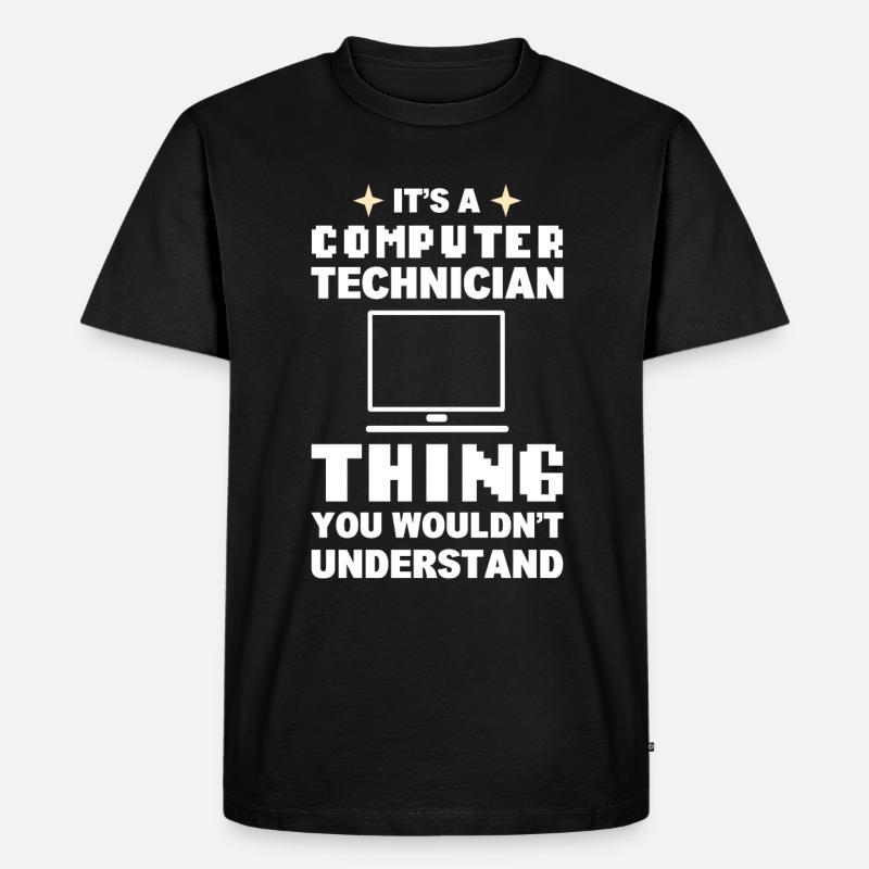 Lustiger Computerfreak Computertechniker - Männer Premium Bio T-Shirt - Schwarz