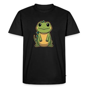 Bébé iguane animal doux - T-shirt Premium bio Homme - noir - Devant - Nico (187cm)