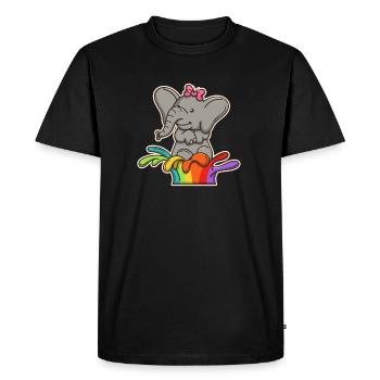 Fille d'éléphant doux sur arc-en-ciel - T-shirt Premium bio Homme - noir - Devant - Nico (187cm)