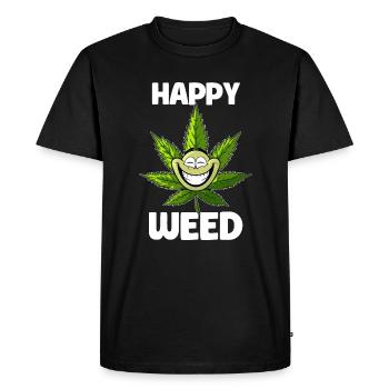 Happy Weed - Hemp Design - Men's Premium Organic T-Shirt - black - Front - Nico (187cm)