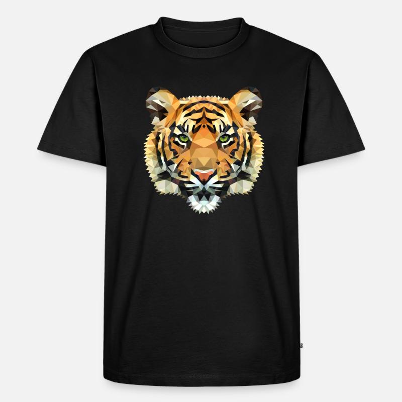 Tiger Polygon wild Löwe Geschenkidee - Männer Premium Bio T-Shirt - Schwarz