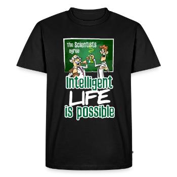 Les scientifiques s’accordent à dire que la vie intelligente est possible - T-shirt Premium bio Homme - noir - Devant - Nico (187cm)