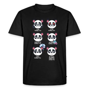 Panda and Bubble Tea - Men's Premium Organic T-Shirt - black - Front - Nico (187cm)