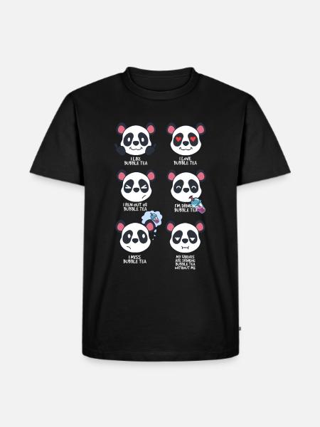 Panda and Bubble Tea - Men's Premium Organic T-Shirt - black