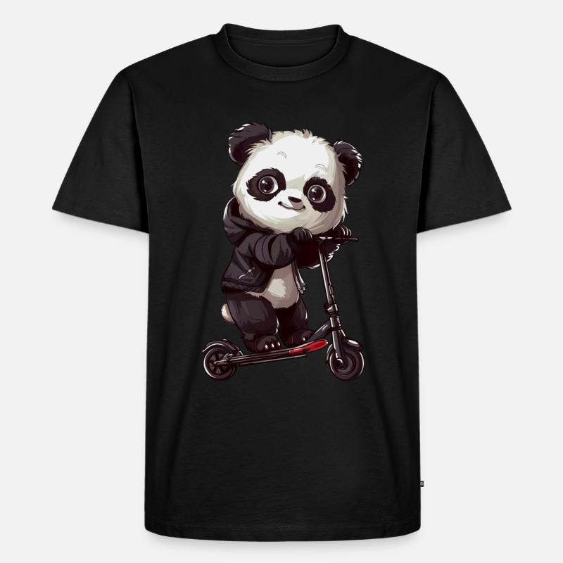 Panda Roller - Männer Premium Bio T-Shirt - Schwarz
