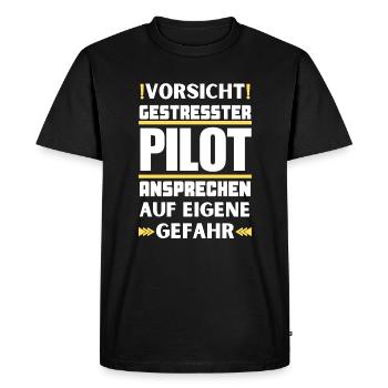 Ne parlez pas à un pilote stressé ! - T-shirt Premium bio Homme - noir - Devant - Nico (187cm)