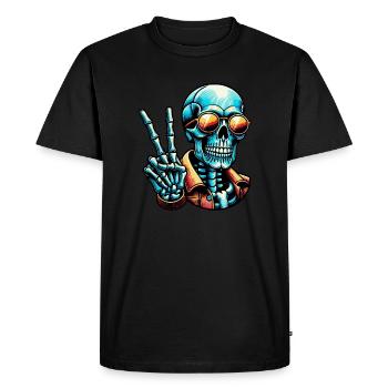 Skeleton Peace Sign - Men's Premium Organic T-Shirt - black - Front - Nico (187cm)