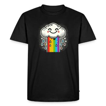 Laughing Cloud with Rainbow Comic Art - Men's Premium Organic T-Shirt - black - Front - Nico (187cm)