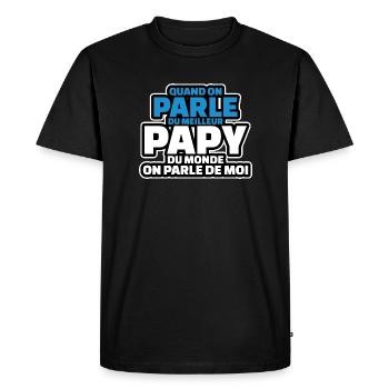 on parle du meilleur papy du monde on parle de moi - T-shirt Premium bio Homme - noir - Devant - Nico (187cm)