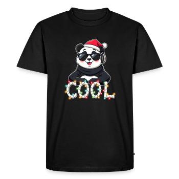 Noël panda cool - T-shirt Premium bio Homme - noir - Devant - Nico (187cm)