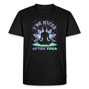 Drôle Yoga Méditation Chakra Jeu de mots - T-shirt Premium bio Homme - noir - Devant - Nico (187cm)