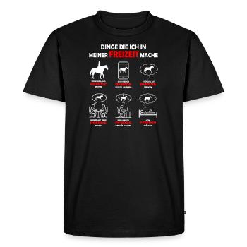 Dinge die ich in meiner Freizeit mache Pferd - Männer Premium Bio T-Shirt - Schwarz - Vorne - Nico (187cm)