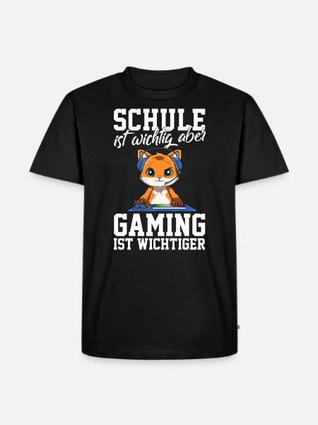 Gaming Fuchs - Computerspiele Videospiele Schule - Männer Premium Bio T-Shirt - Schwarz