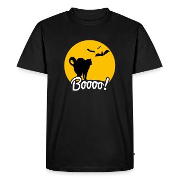 Cat in the Moonlight, Halloween 2024 Outfit Motif - Men's Premium Organic T-Shirt - black - Front - Nico (187cm)