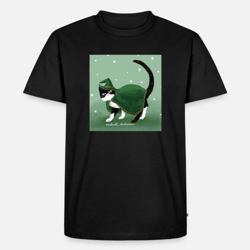 Katzen Zauberer - Männer Premium Bio T-Shirt - Schwarz