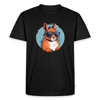 Écureuil avec lunettes de soleil, rongeur, occupation des arbres - T-shirt Premium bio Homme - noir - Devant - Nico (187cm)