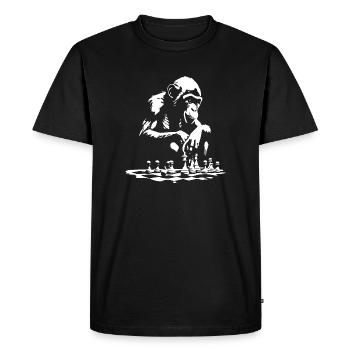 monkey play chess - Men's Premium Organic T-Shirt - black - Front - Nico (187cm)