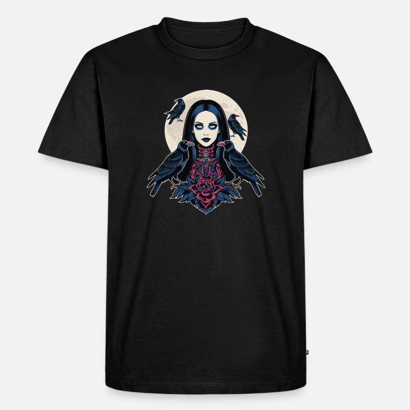 Gothic Mädchen Illustrationsdesign - Männer Premium Bio T-Shirt - Schwarz