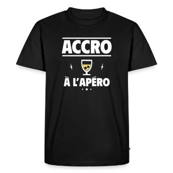 accro à l'apéro, humour - T-shirt Premium bio Homme - noir - Devant - Nico (187cm)