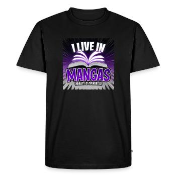 Je vis dans les mangas La réalité est surestimée Otaku Manga - T-shirt Premium bio Homme - noir - Devant - Nico (187cm)