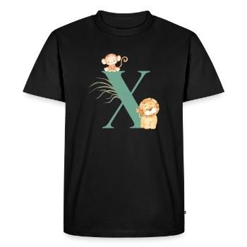 Letter x Green Jungle Animals - Men's Premium Organic T-Shirt - black - Front - Nico (187cm)