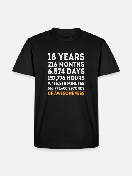18 års fødselsdagsgave, 18 år gammel fødselsdagsbarn pige - Herre Premium økologisk T-shirt - sort