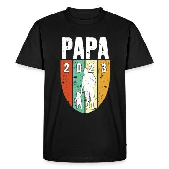 PAPA DEPUIS 2023Futur PAPA 1 ENFANT - T-shirt Premium bio Homme - noir - Devant - Nico (187cm)