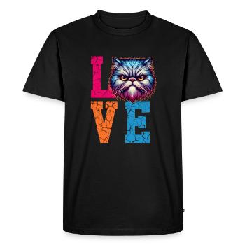 Grumpy love cat - Men's Premium Organic T-Shirt - black - Front - Nico (187cm)