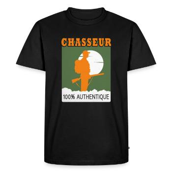 Chasseur 100% Authentique - LE Cadeau Chasseur - T-shirt Premium bio Homme - noir - Devant - Nico (187cm)