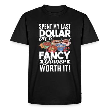 J’ai dépensé mon dernier dollar pour un dîner chic. Ça vaut le coup! - T-shirt Premium bio Homme - noir - Devant - Nico (187cm)