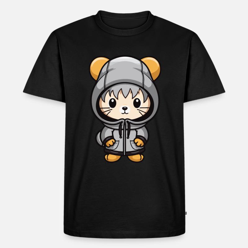 Maus Winter Comic - Männer Premium Bio T-Shirt - Schwarz