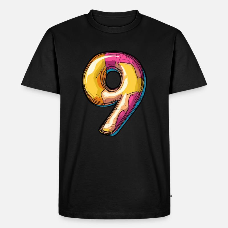 9 Zahl Comic - Männer Premium Bio T-Shirt - Schwarz