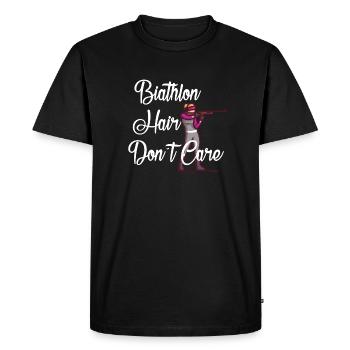 Biathlon Cheveux ne se soucient pas des sports d'hiver neige - T-shirt Premium bio Homme - noir - Devant - Nico (187cm)