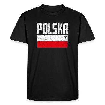 Poland Fan Item Grunge Flag Gift - Men's Premium Organic T-Shirt - black - Front - Nico (187cm)