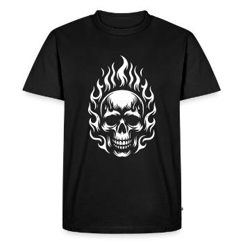 Crâne avec des flammes Crâne brûlant - T-shirt Premium bio Homme - noir - Devant - Nico (187cm)