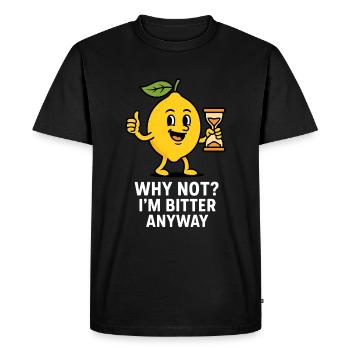 Bitter Lemon with Hourglass Design - Men's Premium Organic T-Shirt - black - Front - Nico (187cm)