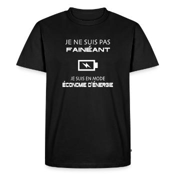 Je suis pas fainéant je suis en économie d'énergie - T-shirt Premium bio Homme - noir - Devant - Nico (187cm)