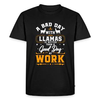 Llama beast of burden fur Andes - Men's Premium Organic T-Shirt - black - Front - Nico (187cm)