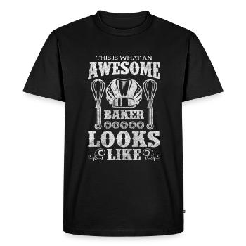 pâtisserie, pâtisserie, tarte, travail - T-shirt Premium bio Homme - noir - Devant - Nico (187cm)